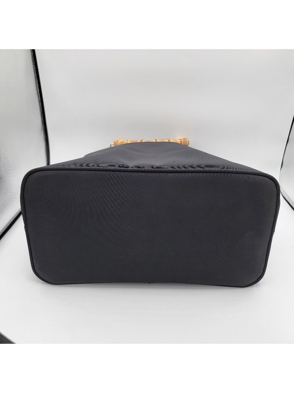 Black Tote Bag with Bamboo Handles #3064 - Picture 9 of 16